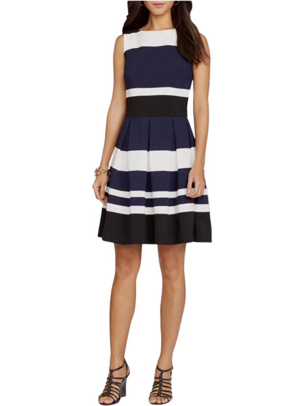 Ralph Lauren LRL Navy Striped Sleeveless Keyla Dress Size 6 EUC Classic Preppy - Picture 1 of 7